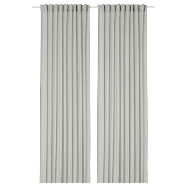 ROSENROBINIA sheer curtains, 1 pair, light grey/with heading tape, 145x300 cm