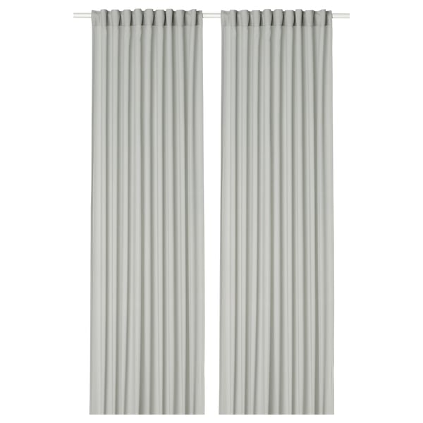 ROSENROBINIA sheer curtains, 1 pair, light grey/with heading tape, 145x300 cm