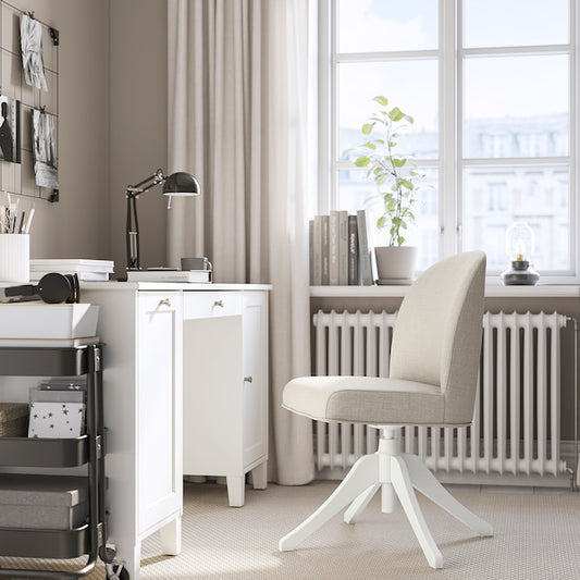 ROSENTORP swivel chair, white/Kilanda light beige, 67 cm