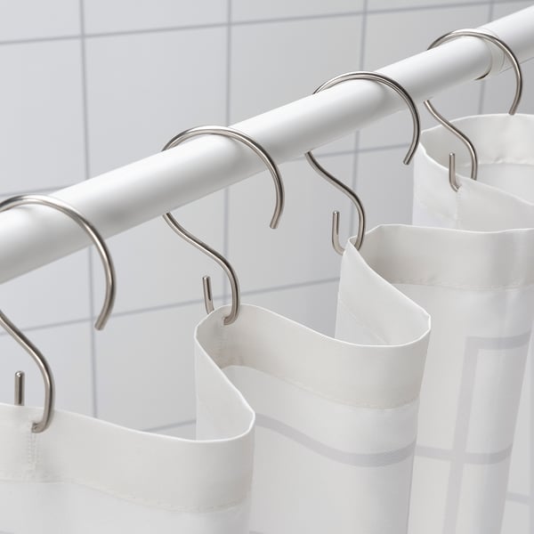 RUDSJÖN shower curtain ring, stainless steel colour, 12 pack