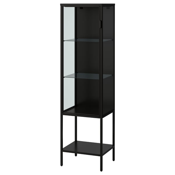 RUDSTA glass-door cabinet, anthracite, 42x37x155 cm