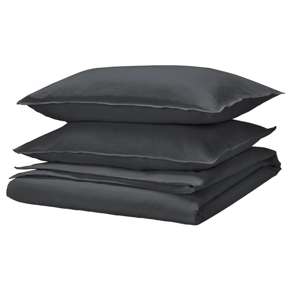 RUNDHAGTORN duvet cover and 2 pillowcases, anthracite, 240x220/50x80 cm