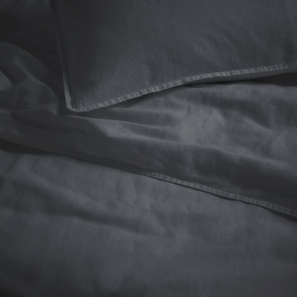 RUNDHAGTORN duvet cover and 2 pillowcases, anthracite, 240x220/50x80 cm