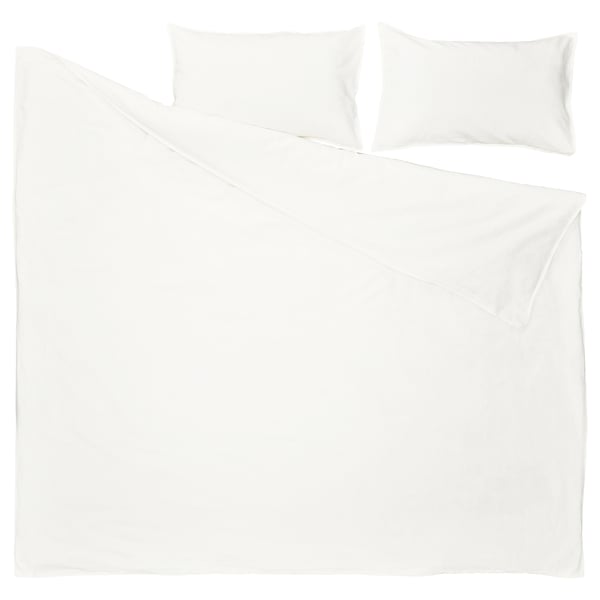 RUNDHAGTORN duvet cover and 2 pillowcases, white, 240x220/50x80 cm