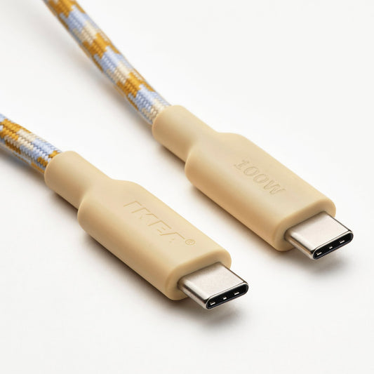 RUNDHULT USB-C to USB-C, beige/blue, 1.5 m/100 W