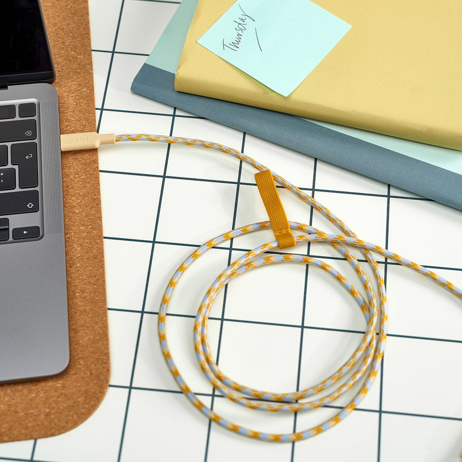 RUNDHULT USB-C to USB-C, beige/blue, 1.5 m/100 W