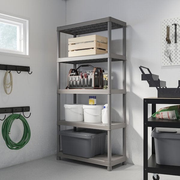 Ikea RUNMARÖ - Shelf, dark grey indoor/outdoor, 90x40x182 cm