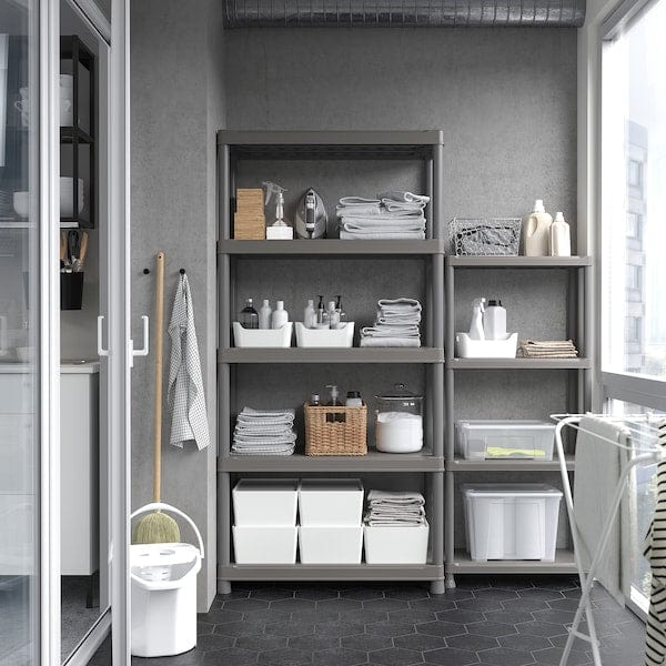 Ikea RUNMARÖ - Shelf, dark grey indoor/outdoor, 90x40x182 cm