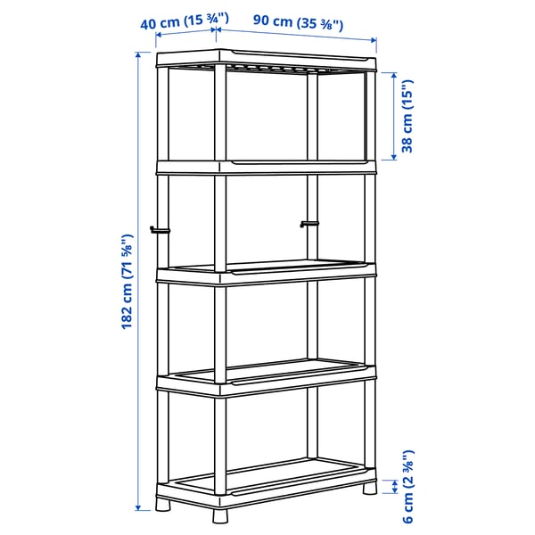 RUNMARÖ shelving unit, dark grey indoor/outdoor, 90x40x182 cm