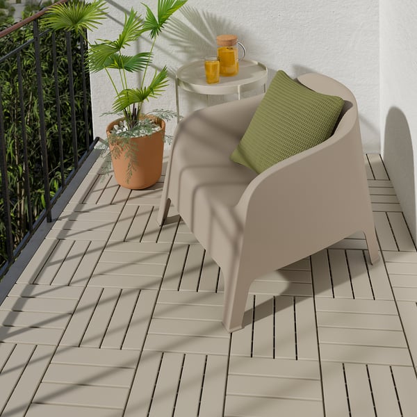 RUNNEN floor decking, outdoor, beige, 0.81 m²