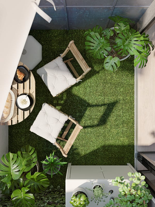RUNNEN floor decking, outdoor, artificial grass, 0.81 m²