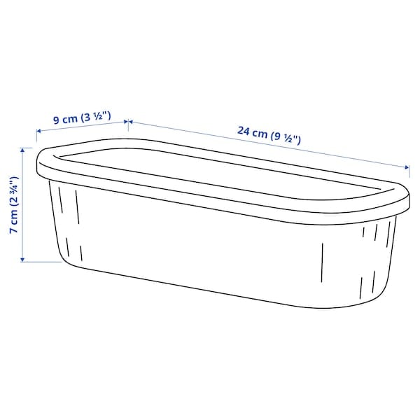 Ikea RYKTA - Storage box with lid, transparent grey-blue, 9x24x7 cm/0.5 l