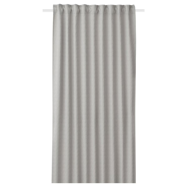 RYSSBRÄKEN room darkening curtain, 1 piece, light grey/with heading tape, 140x300 cm