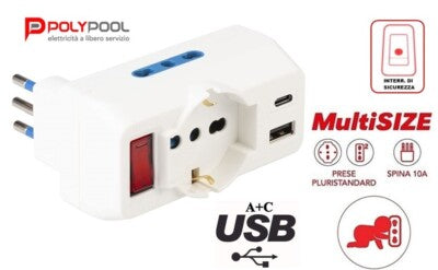 MULTISIZE adapter 10A plug. 1 socket1