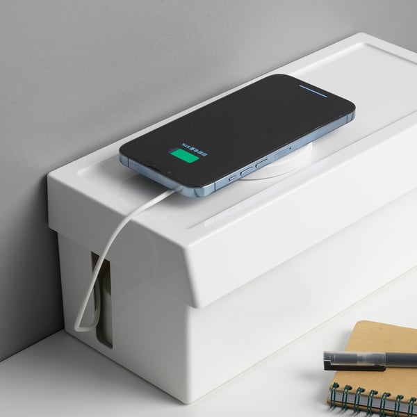 SÄTTING cable management box with lid, 32x13x14 cm