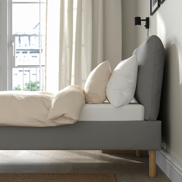 SAGESUND upholstered bed frame, Diseröd brown, 90x200 cm