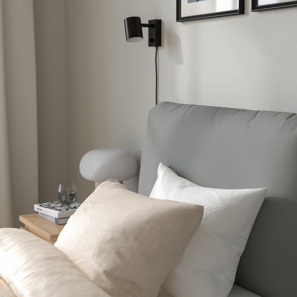 SAGESUND upholstered bed frame, Diseröd brown, 90x200 cm