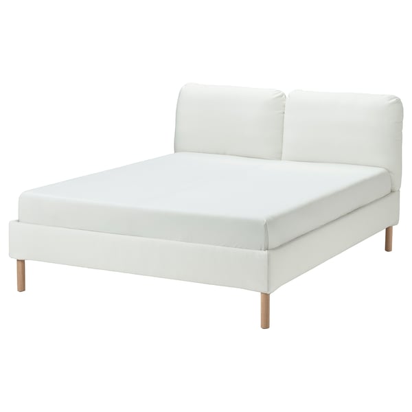SAGESUND upholstered bed frame, Gräsbo white/Lönset, 140x200 cm