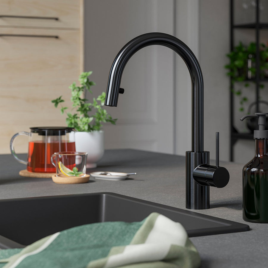 SALLSJÖN kitchen mixer tap pull out, black