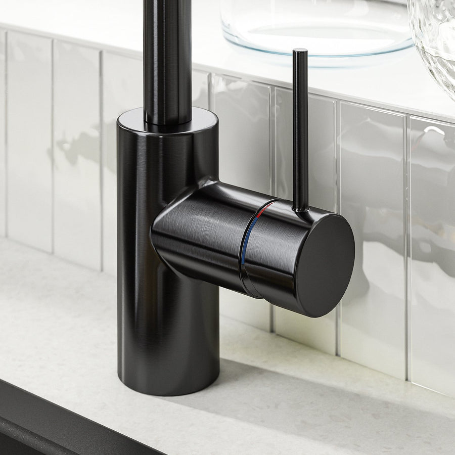 SALLSJÖN kitchen mixer tap single side lever, black