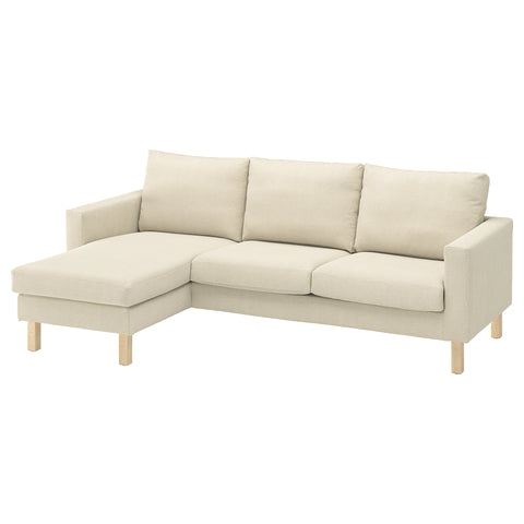 SALTSJÖBADEN 3-seat sofa with chaise longue, Fridtuna light beige, 233x90 cm
