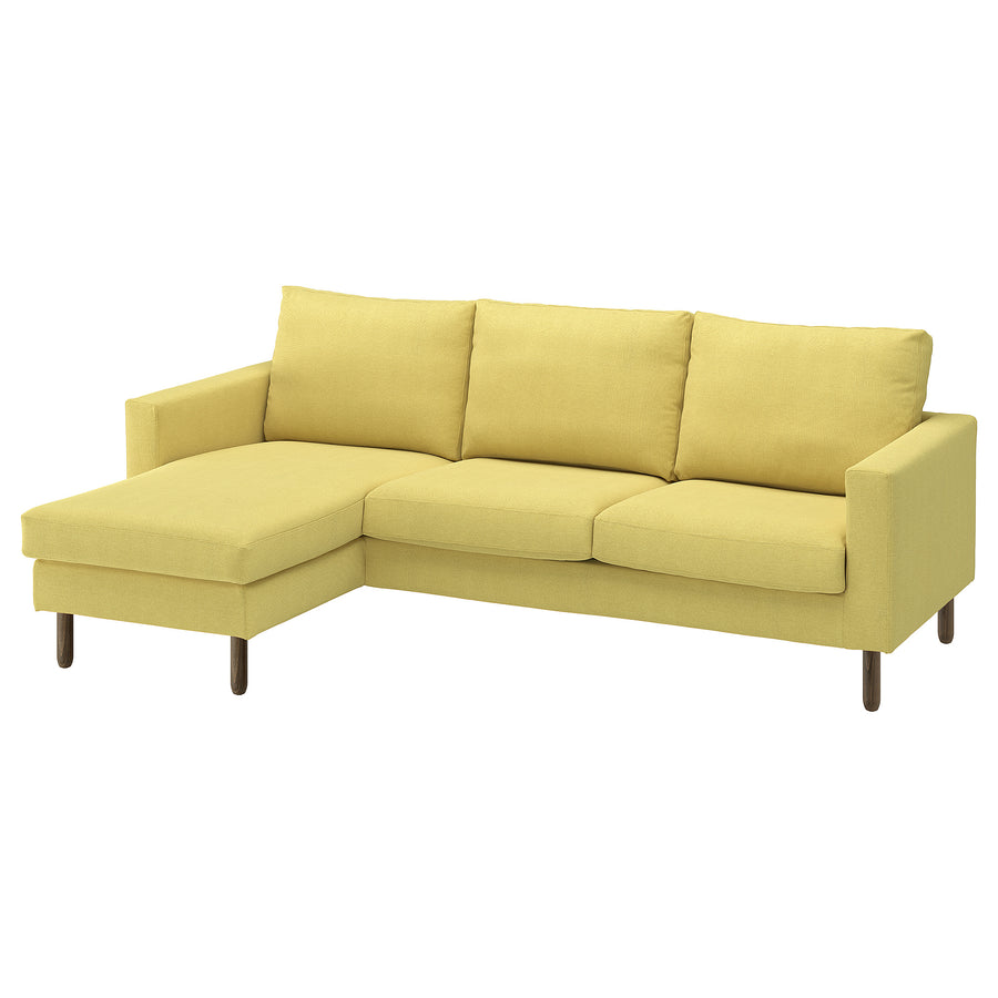 SALTSJÖBADEN 3-seat sofa with chaise longue, Fridtuna yellow, 233x90x148 cm