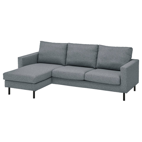 SALTSJÖBADEN 3-seat sofa with chaise longue, Gunnared medium grey, 233 cm