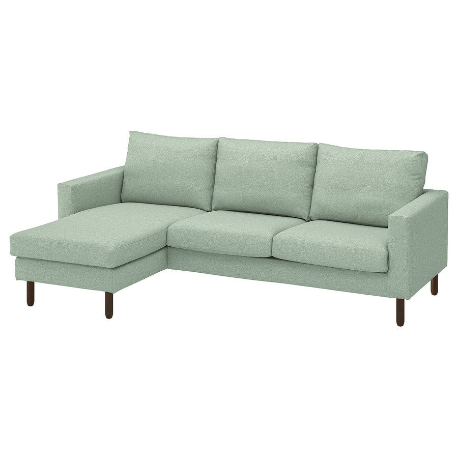 SALTSJÖBADEN 3-seat sofa with chaise longue, Gunnared light green, 233x90x148 cm