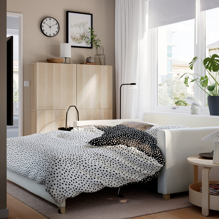 SALTSJÖBADEN 2-seat sofa-bed, Blekinge white, 198x185 cm
