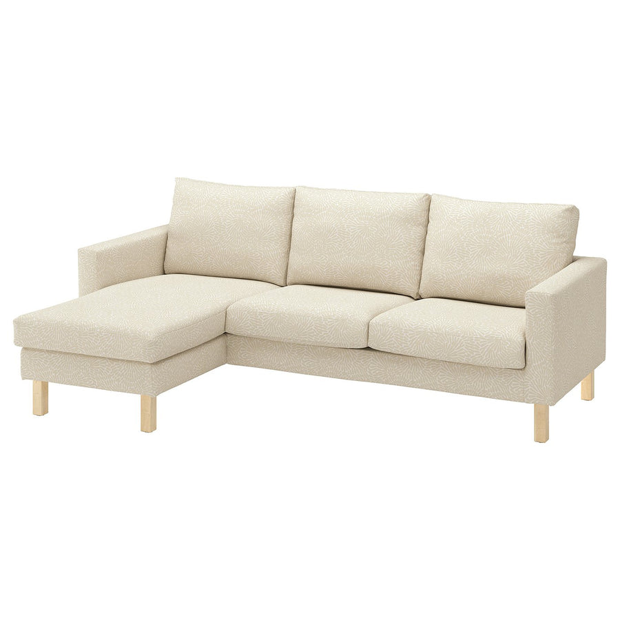 SALTSJÖBADEN cover f 3-seat sofa w chaise longue, Vittangi light beige/white