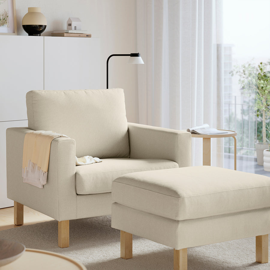 SALTSJÖBADEN footstool, Fridtuna light beige, 71x47x63 cm
