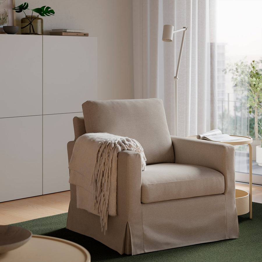 SALTSJÖBADEN rocking and swivel armchair, Fridtuna light beige