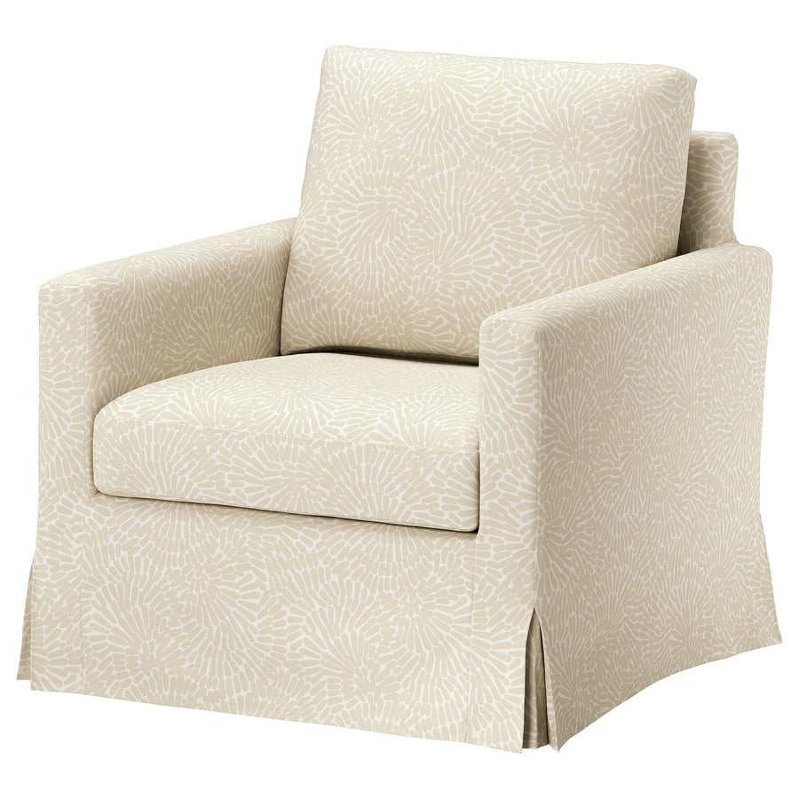 SALTSJÖBADEN rocking and swivel armchair, Vittangi light beige/white