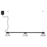 SAMBORD pendant lamp with 3 lamps, black/white, 110 cm