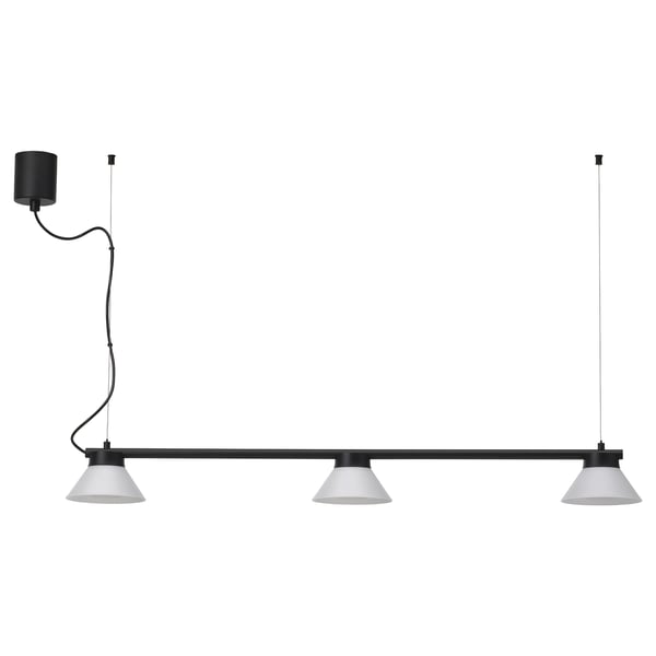 SAMBORD pendant lamp with 3 lamps, black/white, 110 cm
