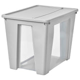 SAMLA box with lid, transparent/light grey, 57x39x42 cm/65 l