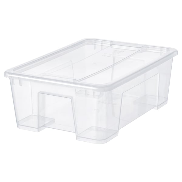 SAMLA box with lid, transparent, 39x28x14 cm/11 l
