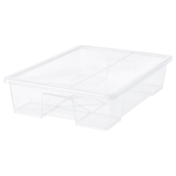 SAMLA box with lid, transparent, 79x57x18 cm/55 l