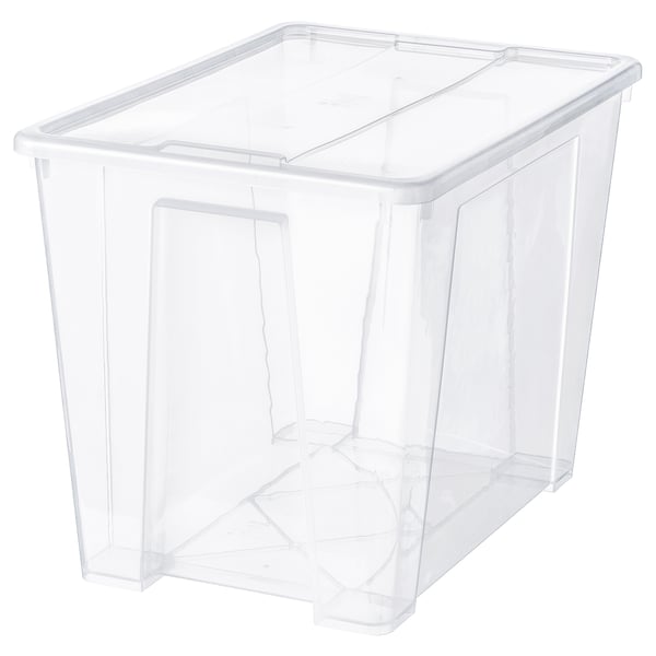 SAMLA box with lid, transparent, 57x39x42 cm/65 l