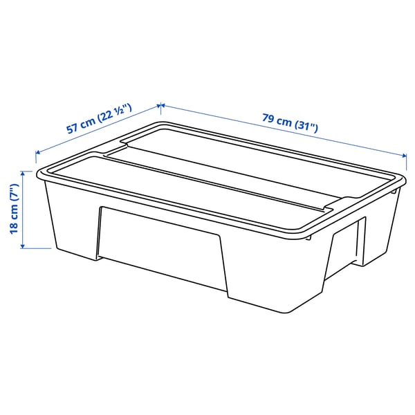 SAMLA box with lid, transparent, 79x57x18 cm/55 l