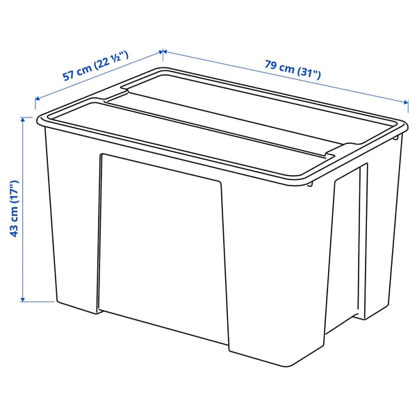SAMLA box with lid, transparent, 79x57x43 cm/130 l