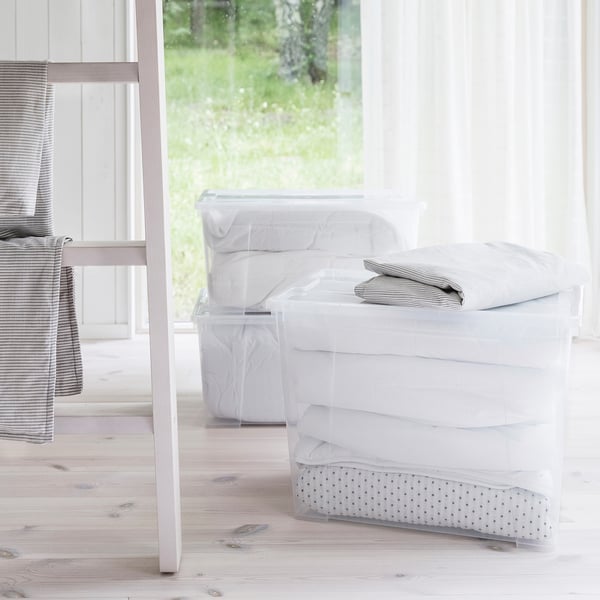 SAMLA box with lid, transparent, 57x39x42 cm/65 l