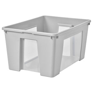 SAMLA box, transparent/light grey, 56x39x28 cm/45 l