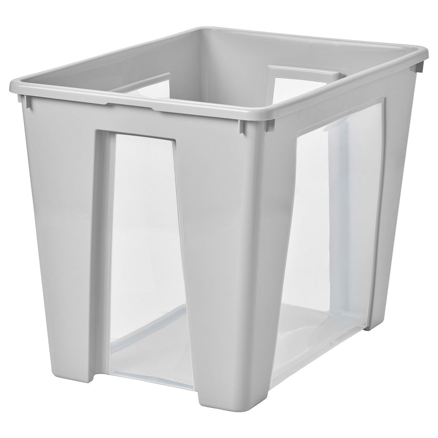 SAMLA box, transparent/light grey, 56x42x39 cm