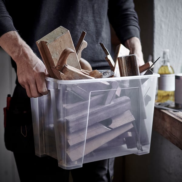 SAMLA box, transparent, 39x28x28 cm/22 l