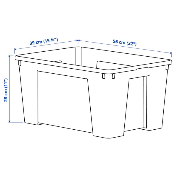 SAMLA box, transparent, 56x39x28 cm/45 l