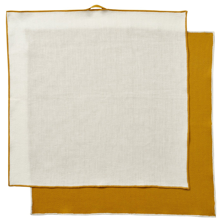 SANDABBORRE tea towel, white/dark yellow, 50x50 cm, 2 pack