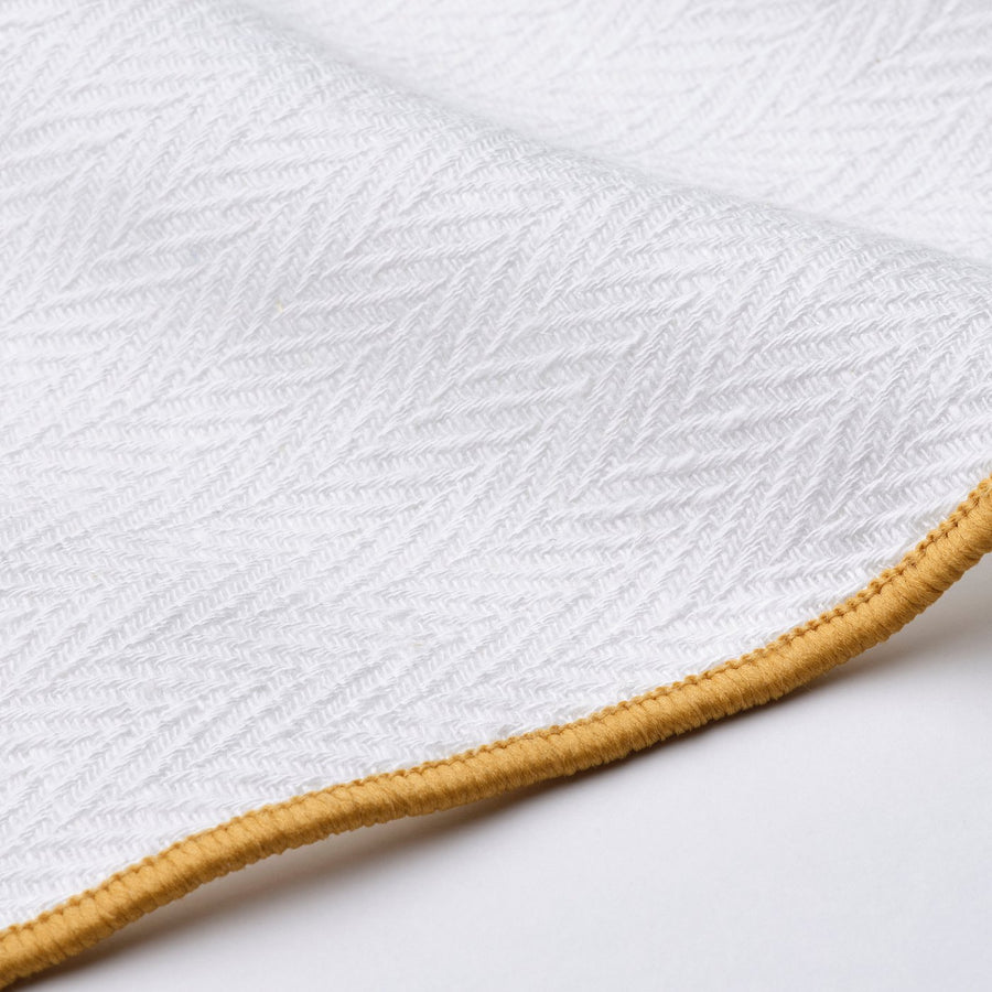 SANDABBORRE tea towel, white/dark yellow, 50x50 cm, 2 pack