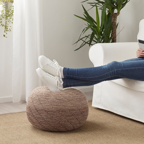 SANDARED pouffe, beige, 45 cm