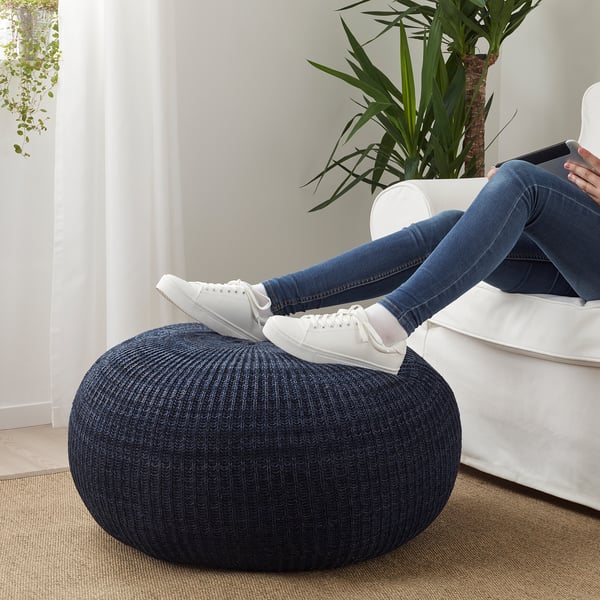 SANDARED pouffe, dark blue, 71 cm